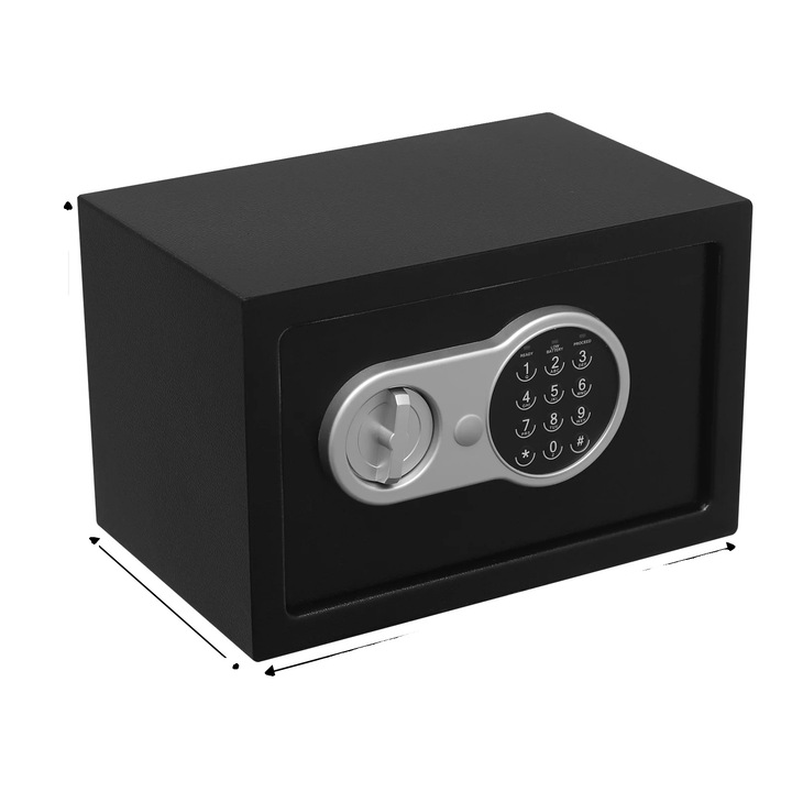 Seif cu incuietoare digitala, acces prietenos, negru, 31x20x20cm