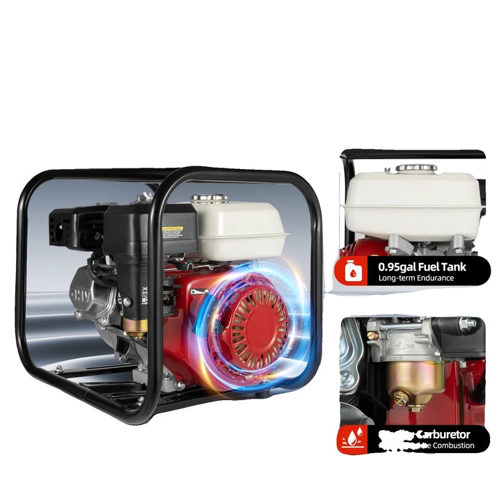 Pompa de apa agricola, 6.5HP, 1271.33ft/h, cadru din aluminiu, cu pad-uri anti-derapante