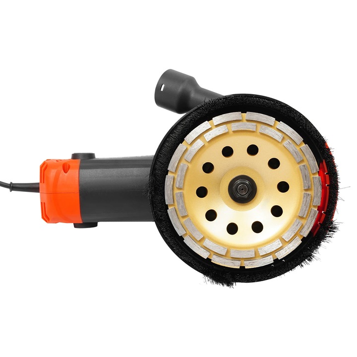 Polizor de beton, Slefuitor pentru perete si pardoseala, 5000W, disc 18 cm, 6 trepte, 2200–4800 rot/min, capota de praf, stecar UE, Rosu