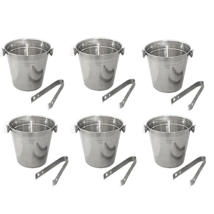 6 darabos rozsdamentes acél RAKI jégkockatartó készlet, átmérő 12 cm, csipesszel