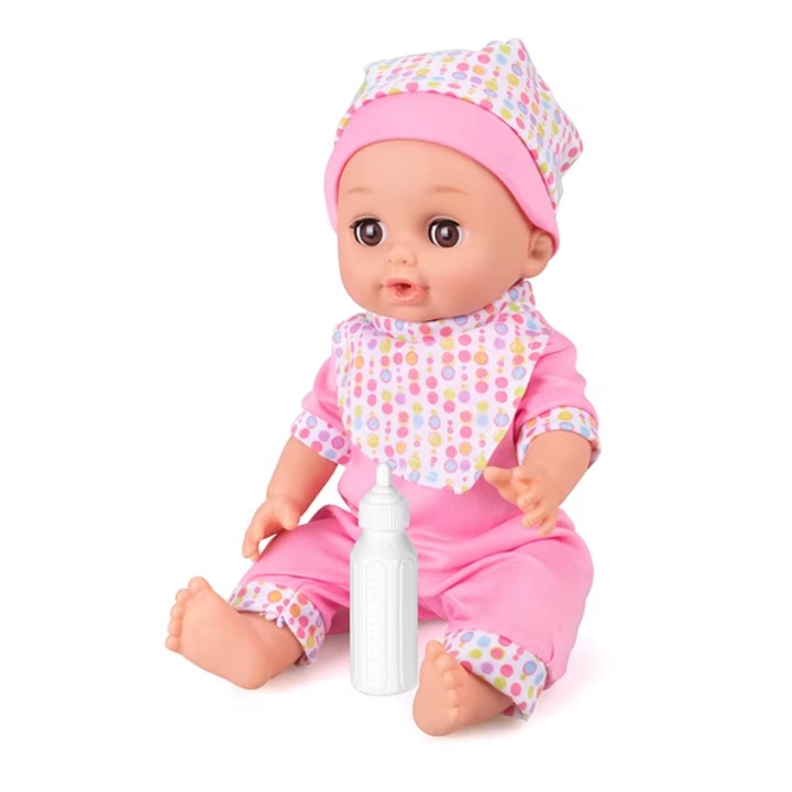 30 cm-es Ludiro baba, 12 hang, beszél, vizet iszik és pisil, cumisüveggel, + 3 éves kortól