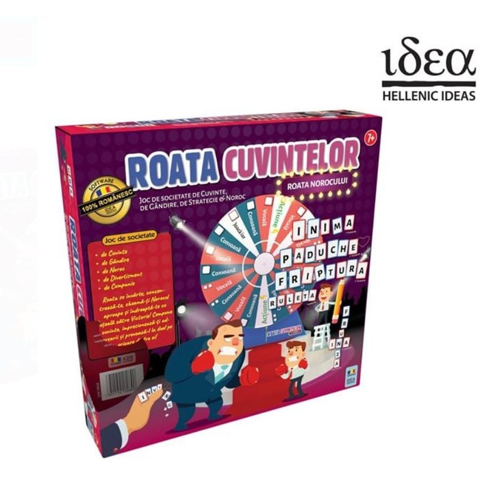 Настолна игра Колело от думи, 2-4 играчи, 7+, 154 буквени фигурки, Идея