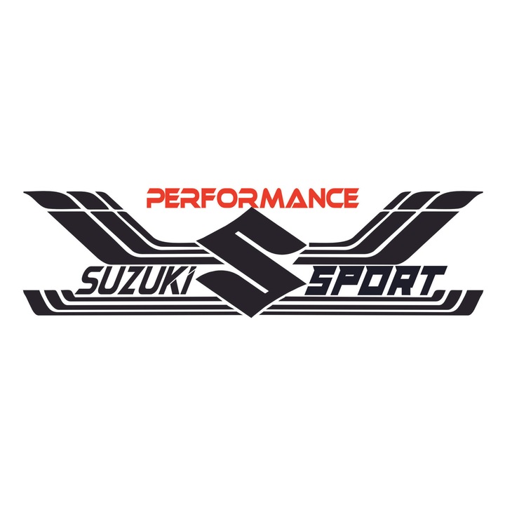 Suzuki Performance Sport autó matrica, fekete, piros, 25 cm, matrica, prémium