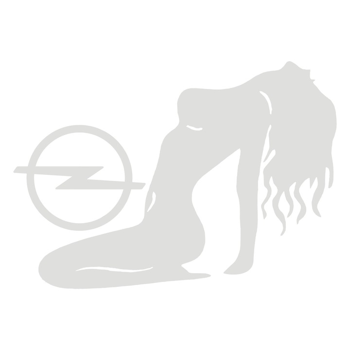 Sticker Auto Opel Sexy Girl, alb, 20 cm, sticker autocolant, premium