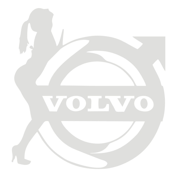 Sticker Auto Volvo Sexy Girl 01, alb, 20 cm, sticker autocolant, premium