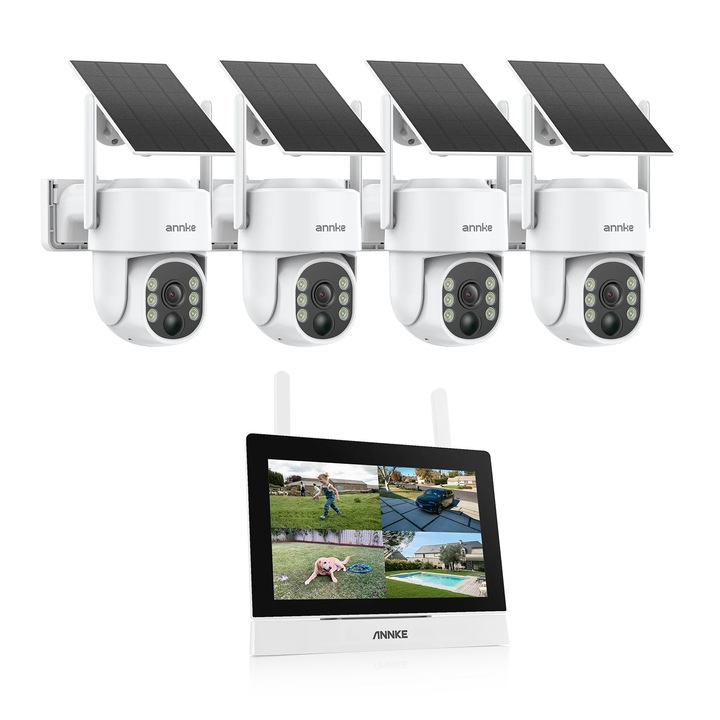 Система за видеонаблюдение, 4 камери, захранвани от слънчева енергия, резолюция 4MP, размери 10.5x14.1x18.5см