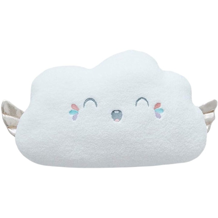 Perna de plus Malvys® – Nor Alb „Pufi” 56x30 cm, Moale si Zambitor, Jucarie Decorativa pentru Camera Copiilor