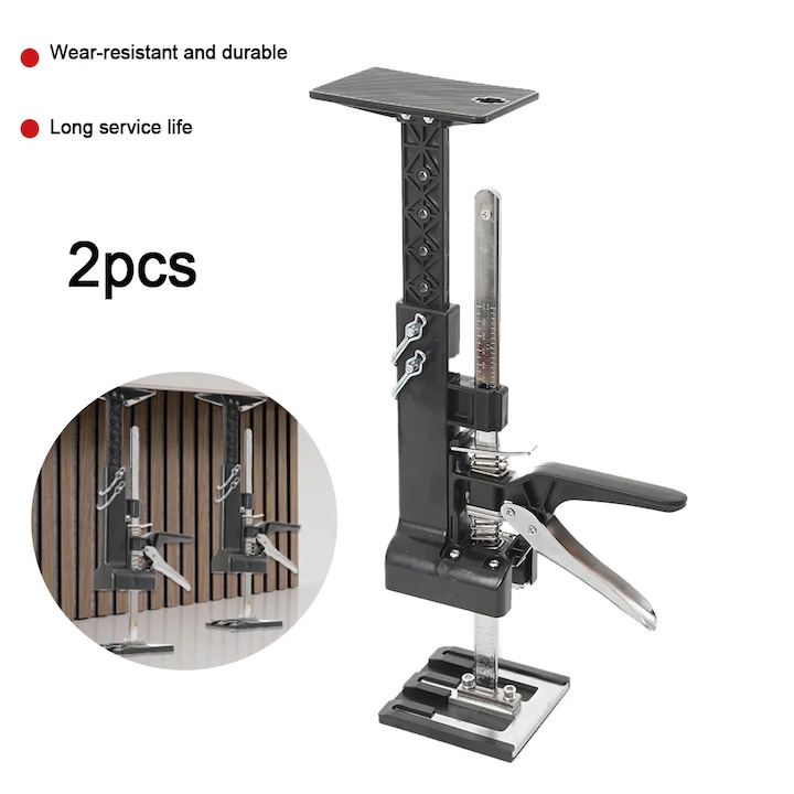 Cric de ridicare, inaltime reglabila, capacitate 200 kg, compatibil cu placi si usi, constructie durabila din otel, design ergonomic