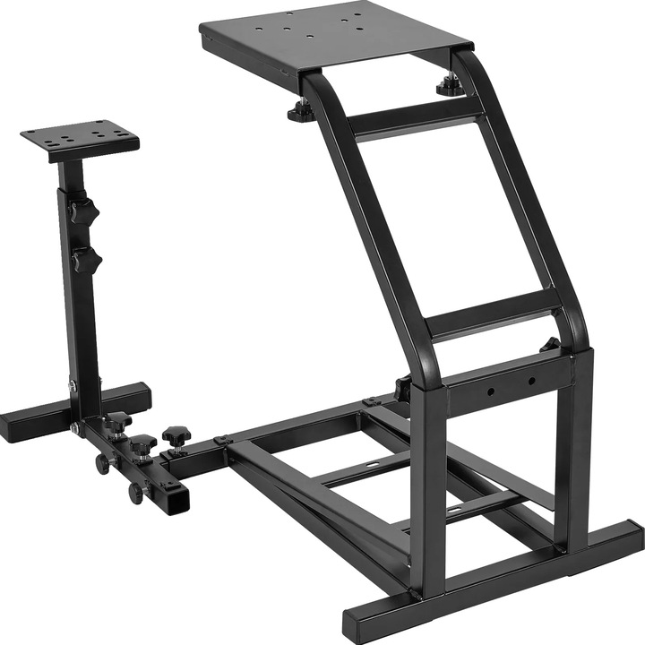 Suport pentru volan de curse, inaltime ajustabila 57-72.5cm, dimensiune suport volan 23.2x25cm, dimensiune placa pedala 39x49.5cm, otel carbon