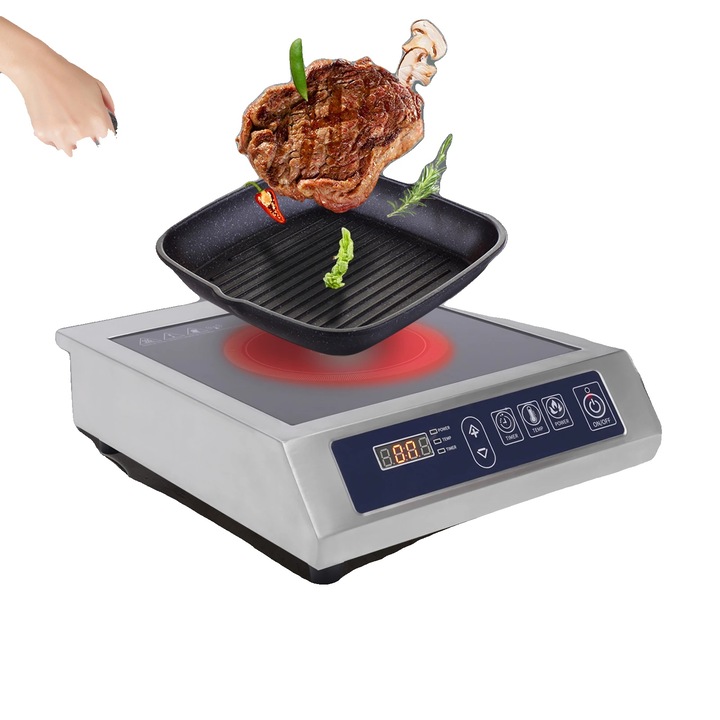 Elektromos főzőlap, 3500W, 220V, 60-300°C, 35.5x44.5x11cm, kapacitás 75kg