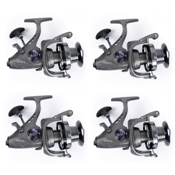 Set 4 Mulinete Cool Angel Magelan 7000, 10+1 Rulmenti, Tambur Long Cast, Frână Rapidă, Aliaj Grafit