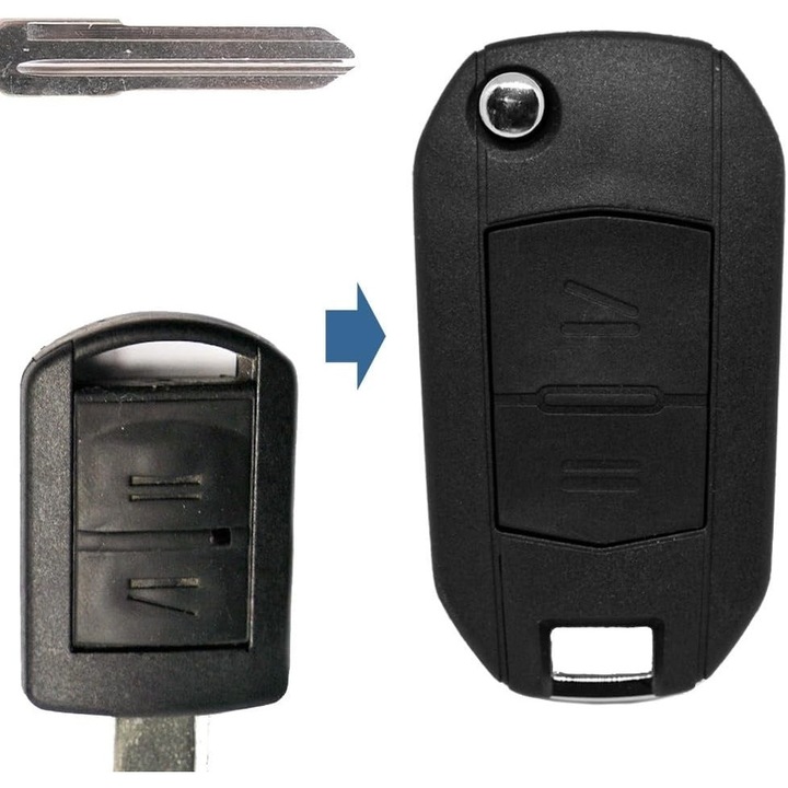 Carcasa Cheie Transformatoare 2 Butoane Flip HU46 Compatibila cu Opel – Corsa C, Meriva A, Tigra B, Combo