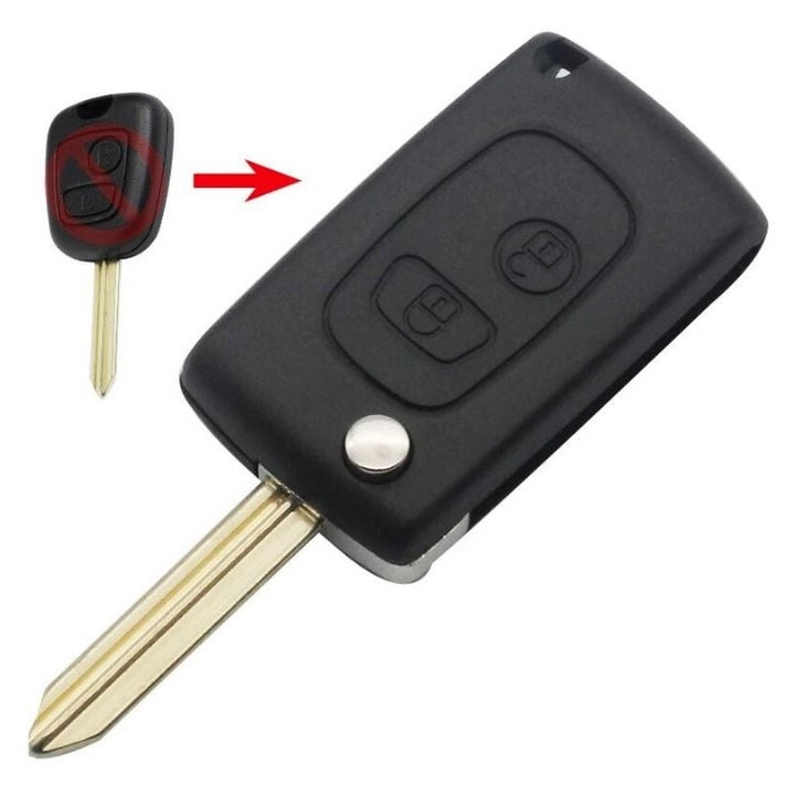 Fordul Átalakítható Autókulcs Tok, 2 Gombbal, SX9 Pengével Felszerelve Citroen Saxo, Xsara, Picasso, Berlingo (1999-2008) Modellhez
