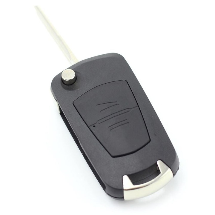 Carcasa cheie auto Techstar, compatibila Opel Astra, Corsa, Vectra, Meriva, tip briceag, cu 2 butoane, lama pe stanga, culoare neagra