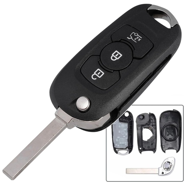 Carcasa Cheie Auto Techstar tip Flip cu 3 Butoane si Lama HU100 pentru Opel Astra K 2015-2019