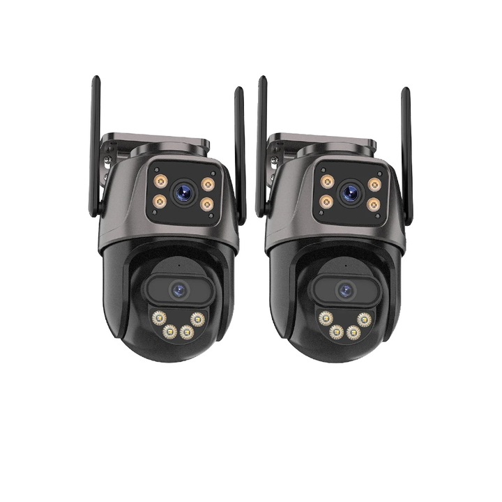 Външна камера за наблюдение, комплект от 2 броя, 8MP, цветно нощно виждане, WiFi свързаност, IP66