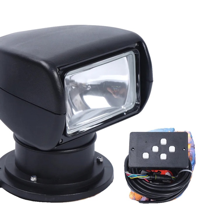 Фенерче с дистанционно управление, 2500 лумена, въртене на 360°, черно