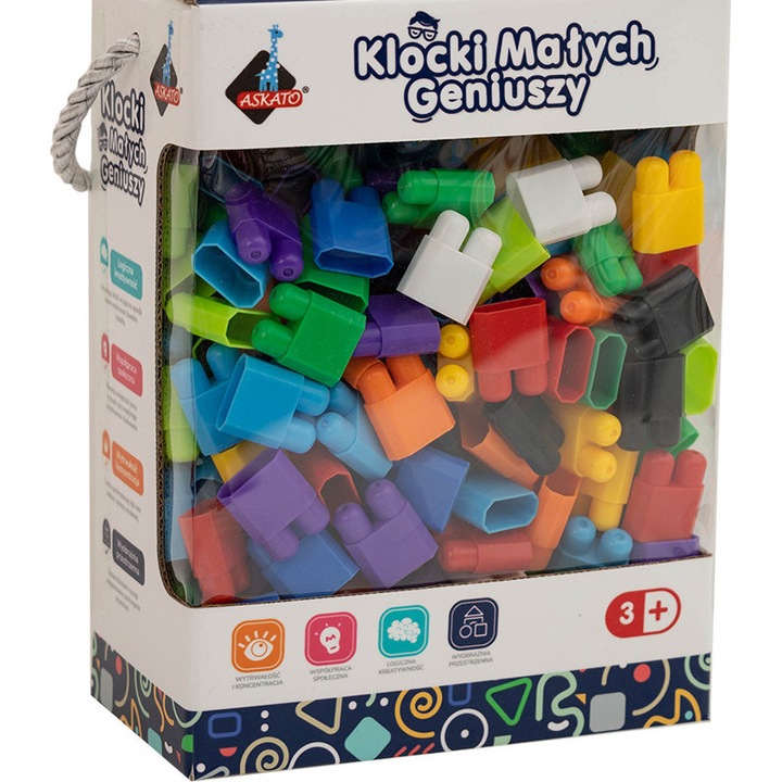 Set de constructie Askato, 260 elemente, multicolor
