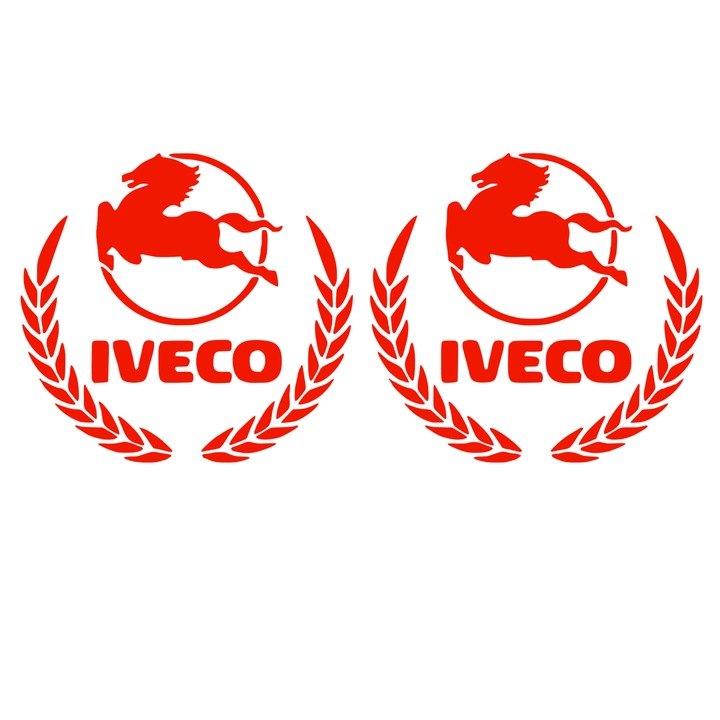 Stickere camion SET IVECO, 30cm, rezistente la apa, soare, rosu