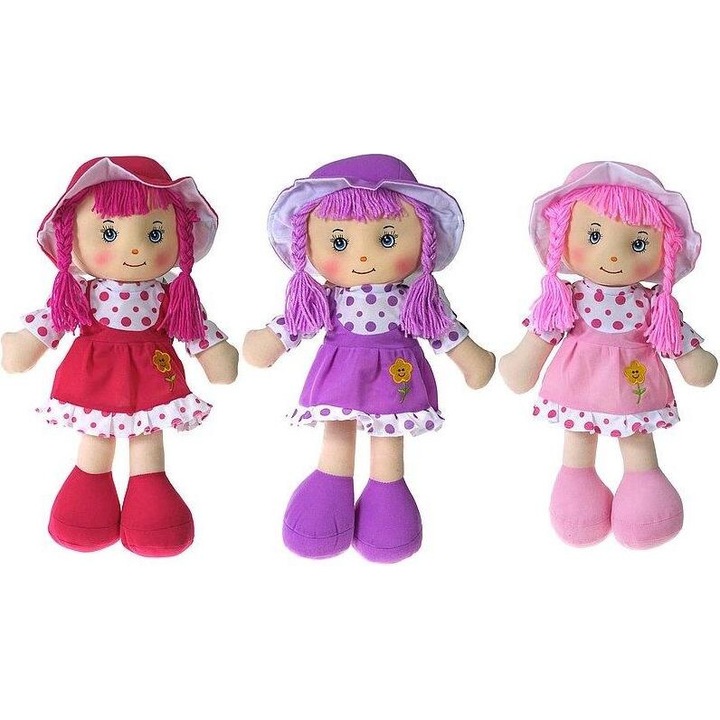 Adar textilbaba 45cm, lengyel hangzású, színkeverék