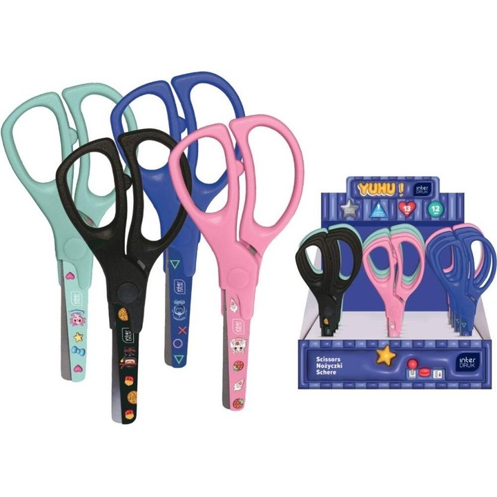 Set foarfeci 13cm Interdruk, mix culori, 12 bucati