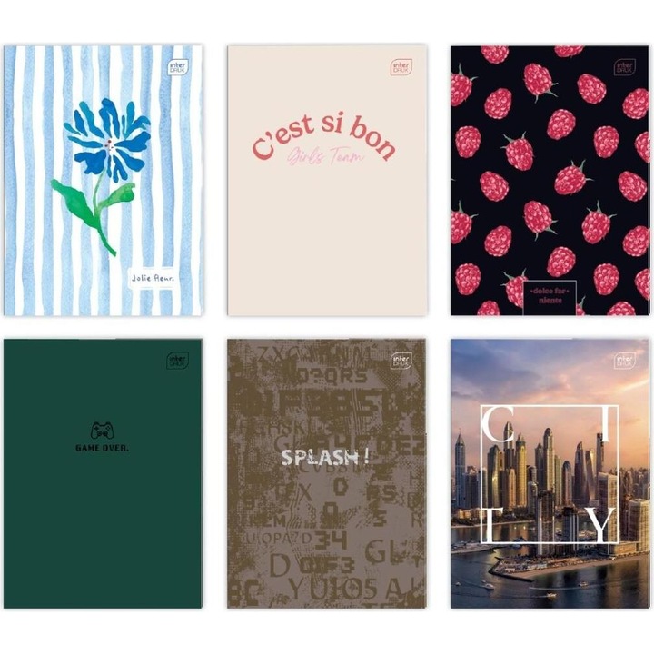 A4-es jegyzetfüzetek, Interdruk, 80 lap, 70 g, 5 darabos készlet, többszínű