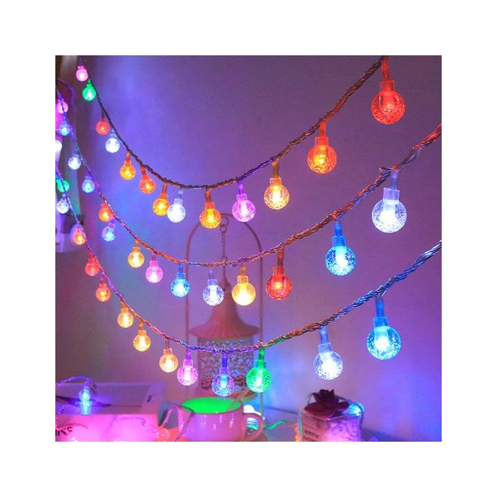 Lumini de Craciun Infinitara cu glob de cristal, 80 LED-uri, multicolore, cu telecomanda, potrivite pentru utilizare in interior si exterior, pentru gradina, petreceri, Craciun si diverse sarbatori