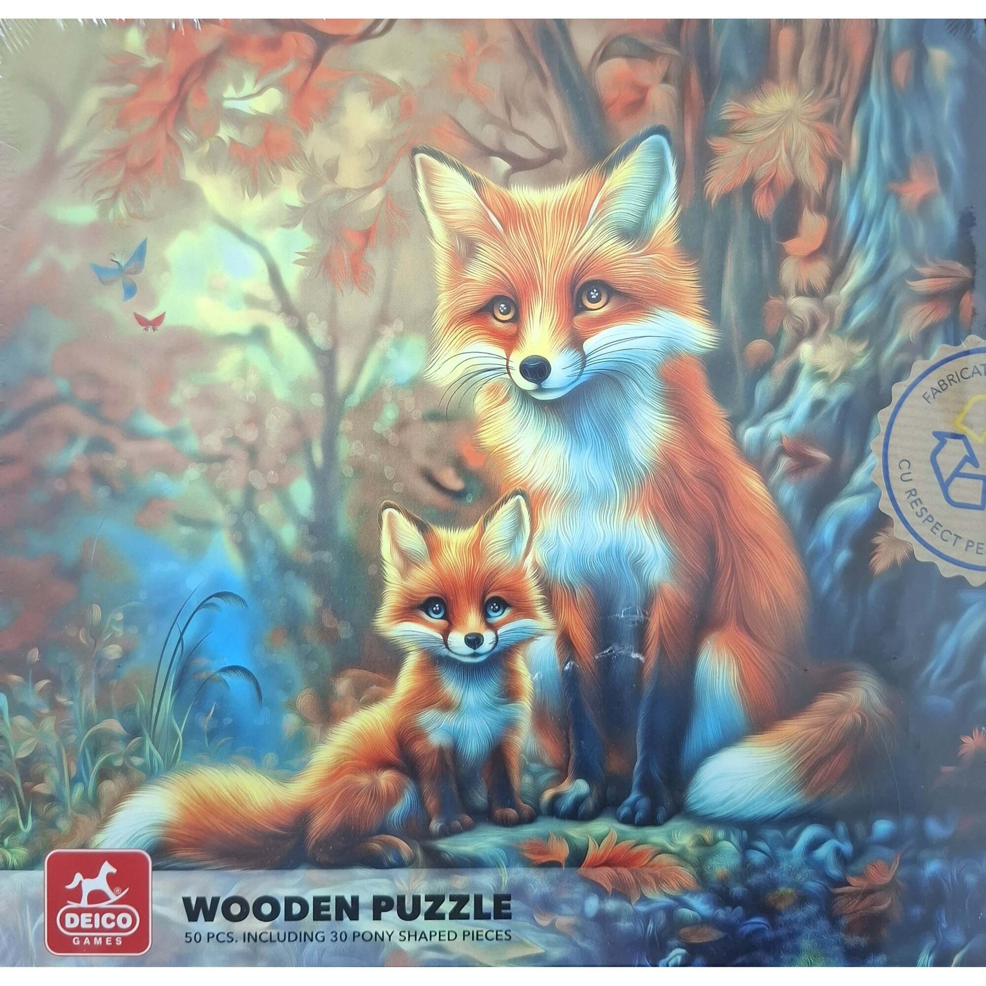 Puzzle vulpe, Deico Games, 50 piese, HDF, 19x19cm, fabricat in