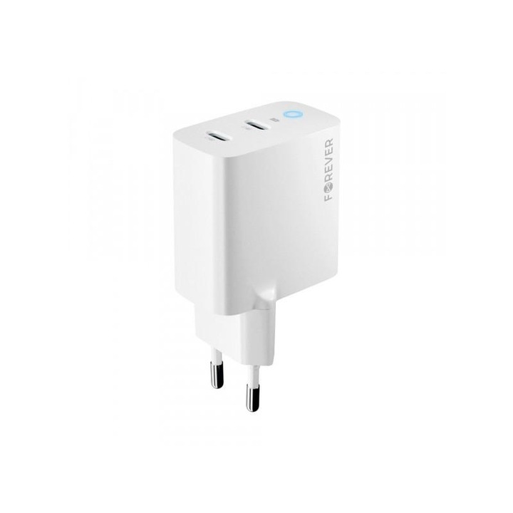Incarcator Retea Forever TC-06-40CC 40W 3A 2 x USB-C Alb