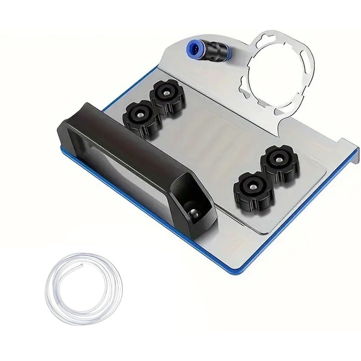 Стойка за ъглошлайф, PsAyl®, рязане под ъгъл 45, метал, с тръба 1 метър, Сребрист