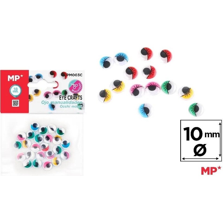 Kézműves készlet, MP Main Paper, öntapadós mozgó szemek, 10 mm, színes