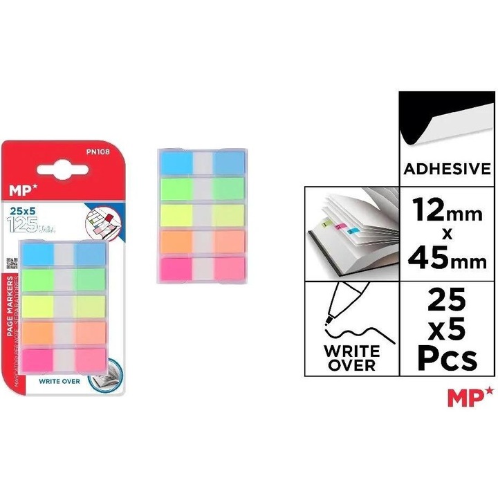 5x25 darabos indexjelkészlet 12x45 mm, MP főpapír