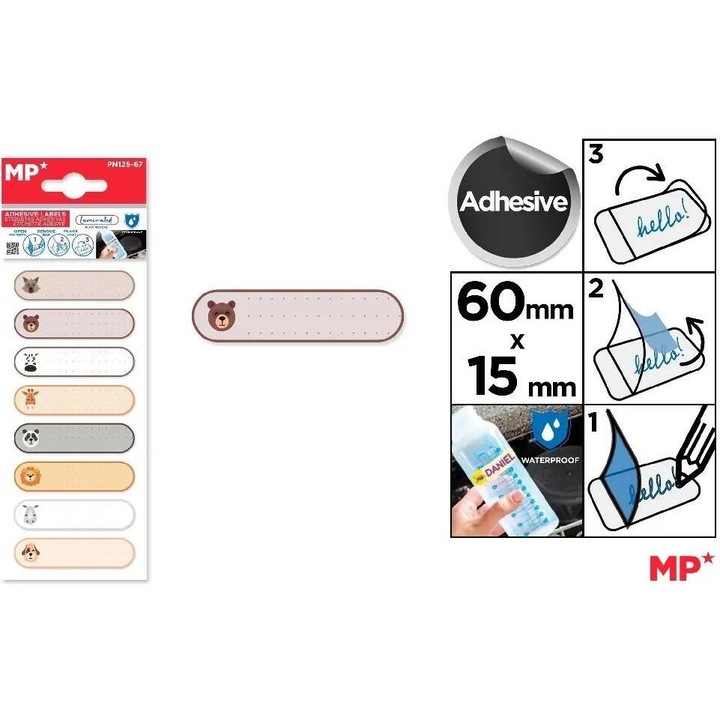 Dekoratív matricák, MP Main Paper, állatos matricakészlet, vízálló, többszínű