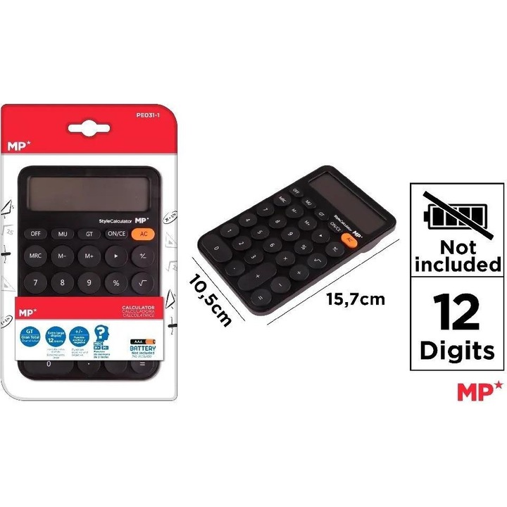 Irodai számológép, MP Main Paper, fekete