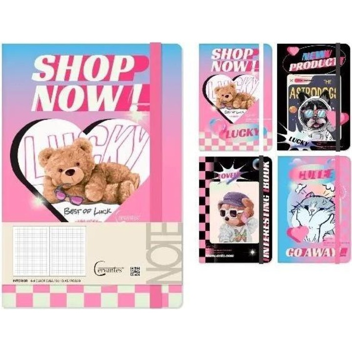 A5-ös jegyzetfüzet, MP Main Paper, 96 lap, gumival, többszínű