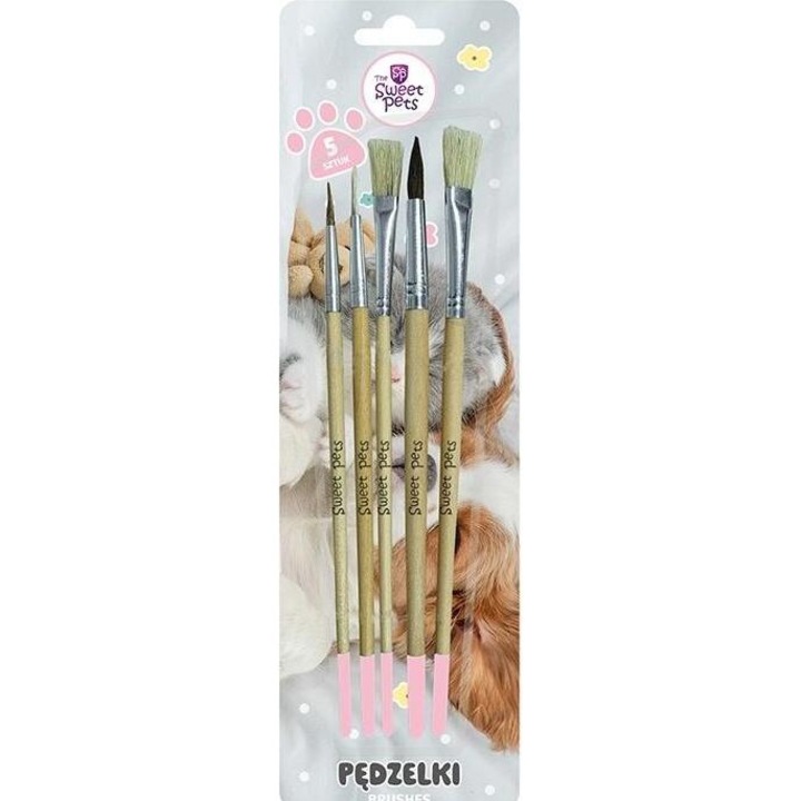 Set pensule, The Sweet Pets, 5 bucati, din par natural