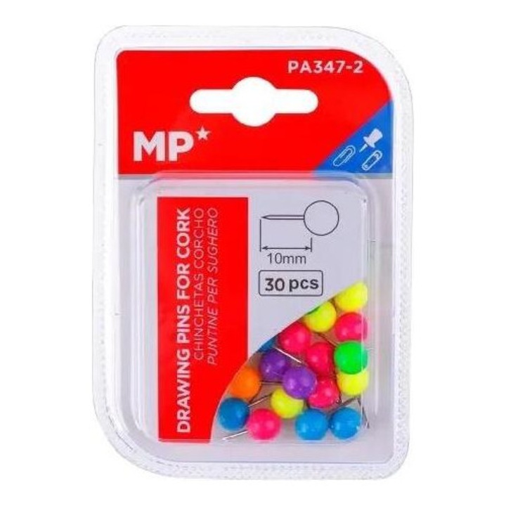 Fluoreszkáló tűk 10 mm, MP Main Paper, 30 darabos készlet