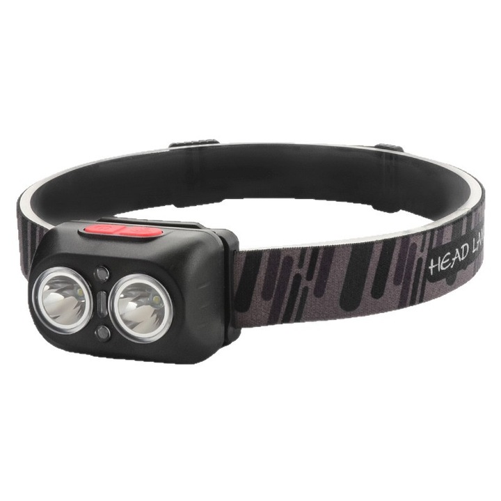 Мощен LED челник M7, 3 цвята (бял, жълт, червен), 5W, 1200 mAh, 200–500 м разстояние, Акумулаторен, Професионален, със зарядно устройство, за къмпинг, туризъм, колоездене, риболов и патрулиране