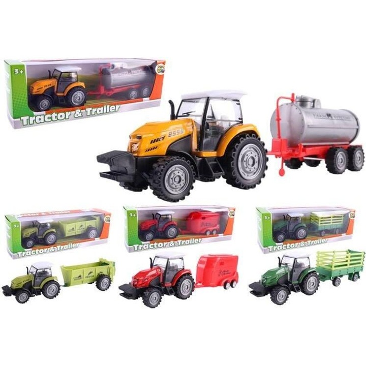 Utilaj de constructie de jucarie, Pro Kids, Traktor cu remorca, multicolor