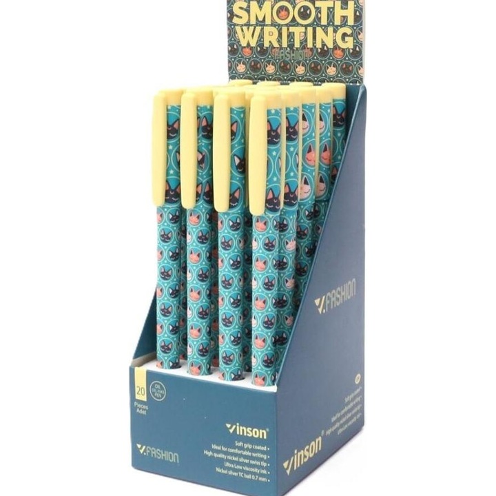 Pixuri Titanum, set 20 buc, design pisici, culoare albastra