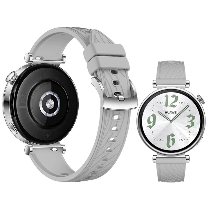 Силиконова каишка 18мм FunShop Сива, съвместима с Huawei Watch GT4 41мм, GT5 41мм, GT5 Pro 42мм, GT 4 5