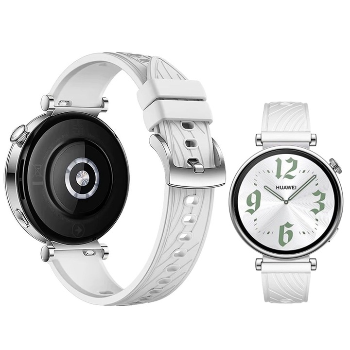 Силиконова каишка, съвместима с Huawei Watch GT4 41mm, GT5 41mm, GT5 Pro 42mm, GT 4 5, FunShop, 18mm, бяла