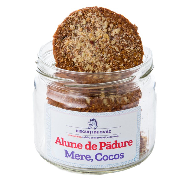 Biscuiti de Ovaz cu Miere, Alune de Padure, Mere si Cocos, Produs Natural Ohvaz, 130 g