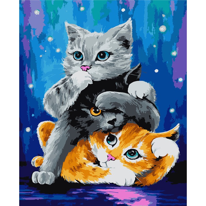 Комплект за рисуване по номера Koh I Noor, котки, 40x50 см