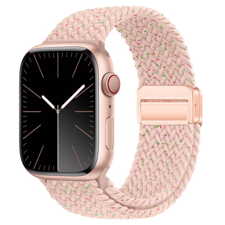 Apple Watch-hoz Kompatibilis Mágneses Szíj 38mm 40mm 41mm 42mm 44mm 45mm 46mm 49mm – Unisex Fonott Rugalmas Karkötő iWatch 10 9 8 7 6 5 4 3 2 1 SE Ultra 2 Sorozathoz, Csillagfény Rózsaszín