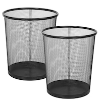 Set 2 Cos gunoi metalic, ZGGZERG, Tip Plasa, 12 L, Accesorii pentru Birou, rezistenta, de capacitate foarte mare, Rezistenta la apa, Pentru holuri, camere de zi si birouri, 26.5*21*28cm, Negru
