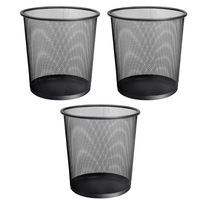 Set 3 Cos gunoi metalic, ZGGZERG, Tip Plasa, 36 L, Accesorii pentru Birou, rezistenta, de capacitate foarte mare, Rezistenta la apa, Pentru holuri, camere de zi si birouri, 26.5*21*28cm, Negru