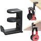 Suport pentru casti, Axroad Mall, Prindere birou, Compact, Usor de utilizat, Organizator cabluri, Multifunctional, Anti-alunecare, Rotire 360 pentru Gaming, Streaming, Office, Metal, 51.5*102*115mm, Negru