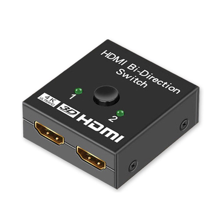 HDMI Switch Splitter 4K @ 60Hz, Bidirectional 2 in 1 Out or 1 in 2 Out, Supports 4K 3D 1080P HDCP 2.2 HDR with Blu-Ray DVD Player PC TV Box