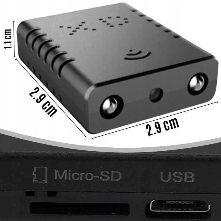 Mini camera spion WiFi HD, detectie miscare, 1920x1080, alimentare powerbank, dimensiuni 2,9x1,1x2,9cm